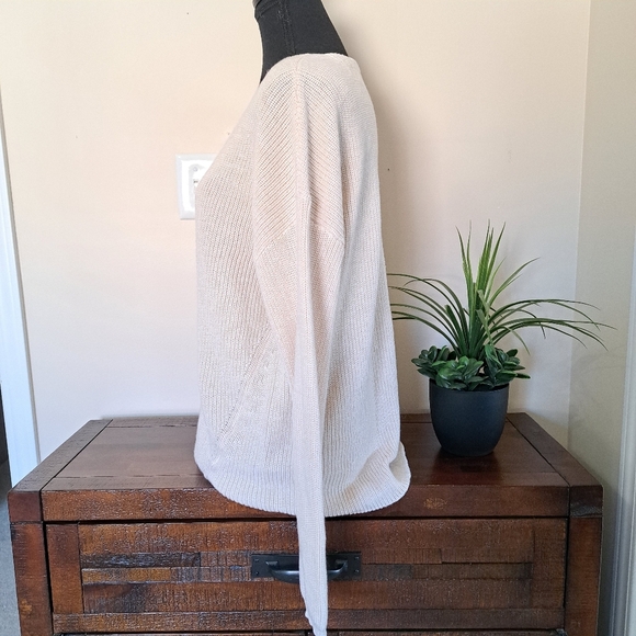 Gentle Fawn V-neck Sweater Size Large Cream Neutral Cozy Knit Ribbed - Picture 4 of 11